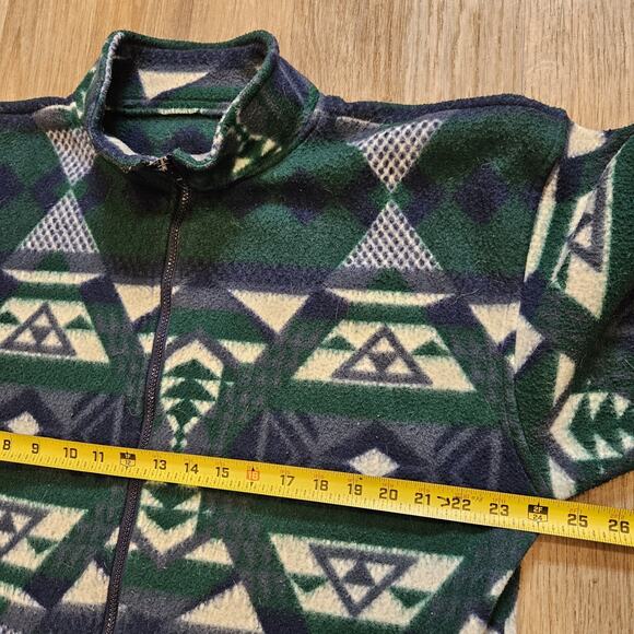 Vtg Aztec Southwestern Jacket Size XL Blue Green Full Zip Fleece Artsy Western - Picture 6 of 7